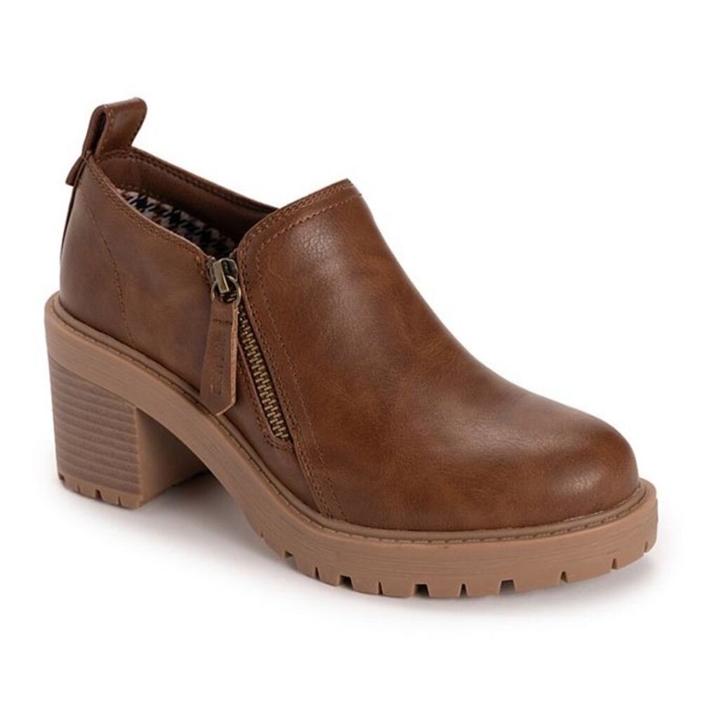 NEW! Muk Luks Lainey US 9 Women's Shootie Stacked Heel Booties Dark Tan